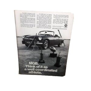 Vintage 1974 MGB Sports Car Print Ad Well Coordinated Athlete British Leyland